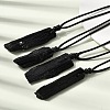 Raw Rough Natural Black Tourmaline Nuggets Pendant Adjustable Waxed Cord Necklaces for Women Men GG-CBA7610-12-1
