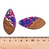 Transparent Resin and Walnut Wood Pendants RESI-T057-05G-4