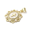 Brass Pave Shell Pendants X-KK-I708-17F-G-2