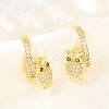 Owl Brass Micro Pave Cubic Zirconia Cuff Earrings EJEW-Z164-01G-2