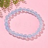 Natural Aquamarine Round Bead Stretch Bracelets for Men Women BJEW-U034-01D-02-2