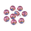 Flower Printed Transparent Acrylic Rondelle Beads TACR-S160-01-E02-1