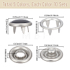 50Bags 5 Colors Stainless Steel 5 Claw Snap Buttons FIND-GF0009-83-2