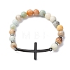 Round Natural Flower Amazonite Bead Stretch Bracelets BJEW-F493-05EB-03-2