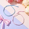 2Pcs 2 Colors Nylon Cord Braided Wave Cord Bracelets BJEW-JB10742-2