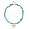 Ocean Brass Sea Animals Pendant Synthetic Turquoise Chip Beaded Necklaces for Women NJEW-JN06424-01-2