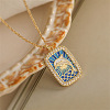 Brass Micro Pave Clear Cubic Zirconia Medal Pendant Necklaces FS-WGD45DE-05-1