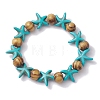 Beach Starfish Dyed Synthetic Turquoise Stretch Bracelets BJEW-JB10293-02-2