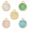 5Pcs 5 Colors Flat Round Brass Charms KK-TADJ0001-12-1
