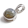 Rhodium Plated 925 Sterling Silver Pave Natural Labradorite Half Round Charms G-NH0001-12H-2