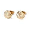 Rack Plating Brass Grooved Half Round Stud Earrings for Women EJEW-F294-01G-2