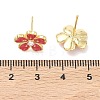 Flower Brass & ABS Plastic Pearl Stud Earrings EJEW-P336-07G-02-5
