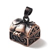 Carved Cuboid Rack Plating Brass Prayer Box Pendants KK-L101-16R-NF-2