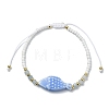 Dyed Natural Malaysia Jade & Handmade Porcelain & Seed Beaded Adjustable Bracelets for Women BJEW-JB14029-3