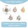 60Pcs Wire Wrapped Electroplate Glass Pendants PALLOY-FH0008-76A-2