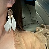 Feather & Alloy Dangle Earrings WGD8B51-01-2