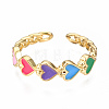 Brass Enamel Cuff Rings RJEW-N035-041-NF-2