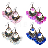 FIBLOOM 4 Pairs 4 Colors Natural Shell Chandelier Earrings EJEW-FI0002-07-1