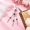 Alloy Sun & Woven Net/Web with Feather Charms Bookmarks AJEW-JK00368-02-2