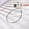 Shell Smiling Face & Glass Beaded Necklace for Women NJEW-JN03910-04-2