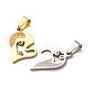 Valentine's Day 304 Stainless Steel Split Pendants STAS-F368-11GP-2