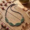 Boho Hollow Wood Leaf Beaded Black Multi-Strand PU Leather Necklaces for Women WGCAA73-01-1