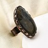 Natural Labradorite and Brass Cuff Rings RJEW-Q025-01A-3
