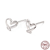 Anti-Tarnish Open Heart Rhodium Plated 925 Sterling Silver Stud Earrings EJEW-I259-07P-4