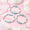 3Pcs Synthetic Turquoise & Porcelain & Dyed Natural Howlite Beads Stretch Bracelets for Women X-BJEW-JB11793-1