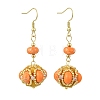 Glass Seed Bead and Synthetic Imperial Jasper Dangle Earrings EJEW-MZ00743-02-3