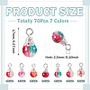 70Pcs 7 Colors Transparent Crackle Glass Round Bead Pendants PALLOY-TADJ00017-3