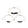 3Pcs 3 Style Natural Obsidian Braided Bead Bracelets Set BJEW-JB09334-03-1