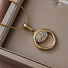 304 Stainless Steel Crystal Rhinestone Ring Pendant Necklaces for Women AQ7220-4