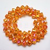 Full Rainbow Plated Crystal Glass Cube Beads Strands EGLA-F023-B06-2