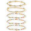 5Pcs 5 Styles Brass & Glass Beads Stretch Bracelets LM8545-1-5