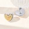 304 Stainless Steel Two Tone Heart Stud Earrings EJEW-M073-09PG-02-5