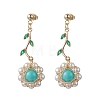 Flower 304 Stainless Steel Cubic Zirconia Dangle Stud Earrings EJEW-TA00800-04-2