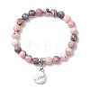 Natural Pink Zebra Jasper Beaded Stretch Bracelets for Woman BJEW-JB11526-01-2