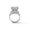 Cubic Zirconia Bear Adjustable Ring RJEW-K240-07P-1