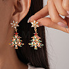 Christmas Tree with Snowflake Alloy Rhinestone Dangle Stud Earrings FS-WGD6521-03-2