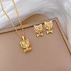 Brass Micro Pave Cubic Zirconia Pendant Necklace & Stud Earrings WG7AC39-132-1