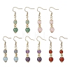 Natural Mixed Stone Round Dangle Earrings EJEW-JE06822-2