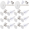 300Pcs 304 Stainless Steel Flat Round Blank Peg Earring Post STAS-SC0007-33C-1