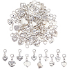 60Pcs 10 Styles Valentine's Day Heart Alloy Pendant Decorations HJEW-FH00290-1
