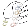 Glass Seed Beads & Shell Pearl Angel Pendant Necklaces NJEW-MZ00051-1