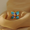 304 Stainless Steel & Enamel Cuff Open Rings FS-WG13A6D-01-3