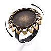 Adjustable Flower Alloy & Iron Bezel Cup Ring Base with Rotatable Tray MAK-T012-08AB-4