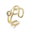 Brass Micro Pave Cubic Zirconia Open Cuff Rings RJEW-M170-11G-1