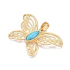 Butterfly Rack Plating Alloy Pave Imitation Turquoise Resin Pendants FIND-N005-47G-2