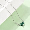Brass Pave Cubic Zirconia Rectangle and Heart Pendant Cable Chain Necklaces KK-CBAB173-04P-09-2
